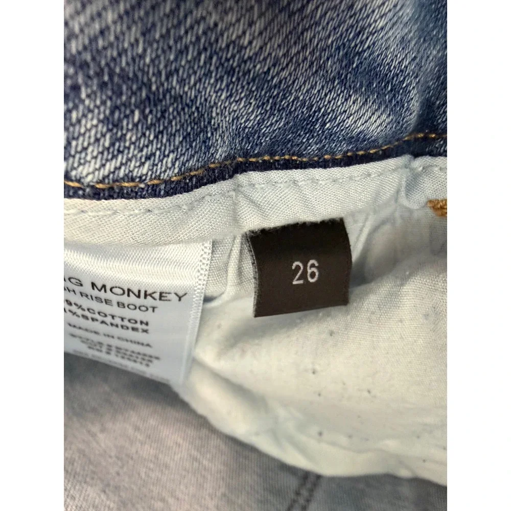 Flying Monkey High Rise Boot Cut Jeans‎ Light Wash Raw Hem Size 26 BY4452X